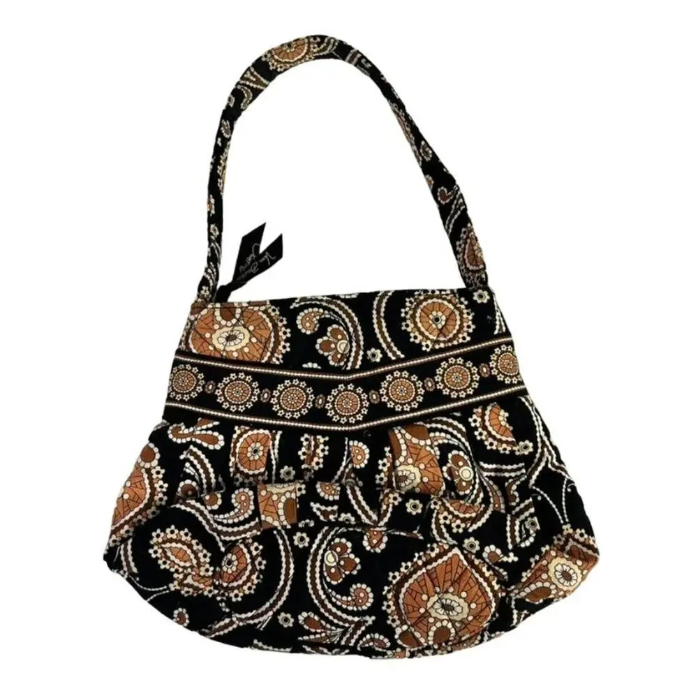 Vera Bradley Womens Shoulder Bag in Cafe Caffe Latte Brown Black Hannah Style